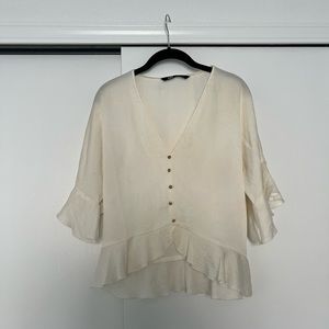 Zara Satin Blouse in Cream